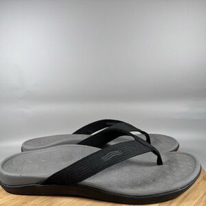 Vionic Wave Black Grey Synthetic Flip Flop Orthotic Sandals MEN'S 12